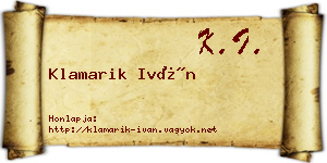 Klamarik Iván névjegykártya